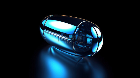 深蓝色背景上孤立胶囊丸的 3D 插图