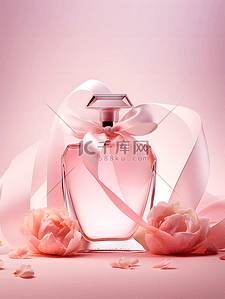 花卉丝带女士香水瓶时尚摄影广告背景