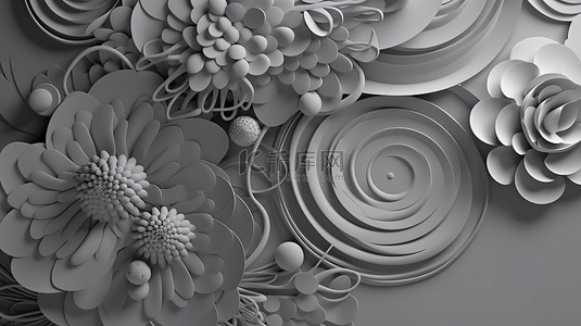 洞海报背景图片_灰色背景海报模板 3D 渲染中的抽象剪纸设计