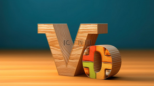 3d 渲染木制字母块玩具与字母 w 的孩子