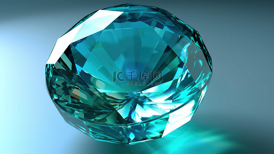 圆形海蓝宝石宝石的 3d 渲染