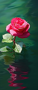 水面上的红玫瑰 iPhone 5 背景