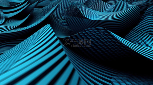 3d 渲染中的几何蓝色条纹设计