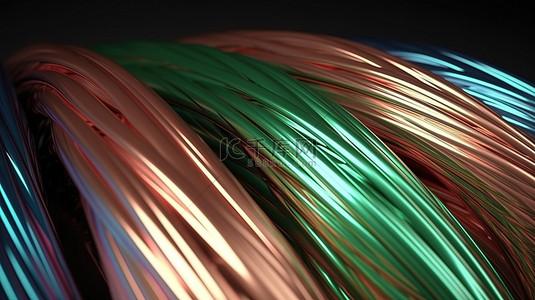金中背景图片_3d 渲染中具有多色绝缘的电线和电缆