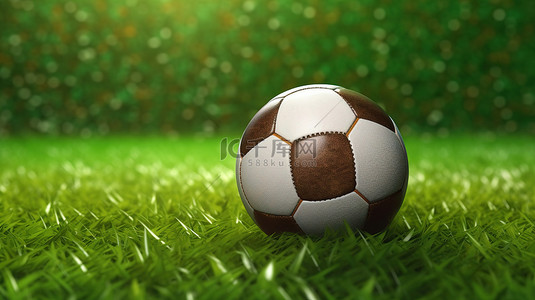 郁郁葱葱的草地上足球比赛的 3d 渲染