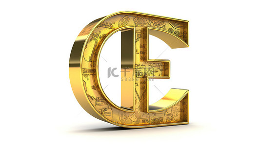 白色背景 3d 渲染上的孤立黄金伯利兹美元货币符号