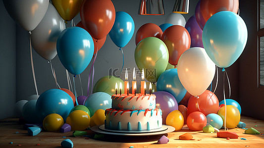 生日蛋糕蜡烛背景图片_派对生日蛋糕蓝色