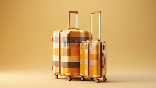 旅行的海报背景图片_托运行李原型的 3D 插图