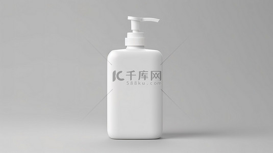 化妆品灰色背景背景图片_3D 渲染中灰色背景上泵分配器白色洗手液瓶的模型