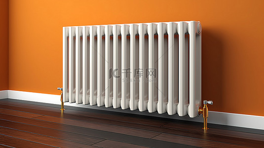 用于高效加热的壁挂式散热器的 3D 插图