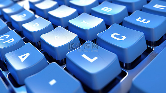 vi视觉形象应用系统背景图片_带有蓝色 C 编程键的白色 PC 键盘的特写 3D 渲染