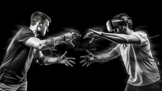 游戏世界背景图片_虚拟现实游戏 3D 渲染男性使用控制器进行游戏