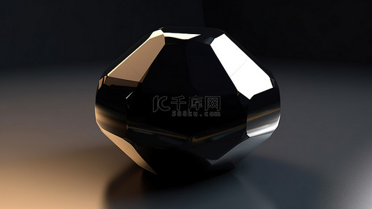 钻石发光背景图片_黑色玛瑙宝石闪闪发光的 3D 渲染