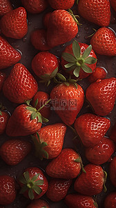 草莓水果插画背景图片_水果食物红色