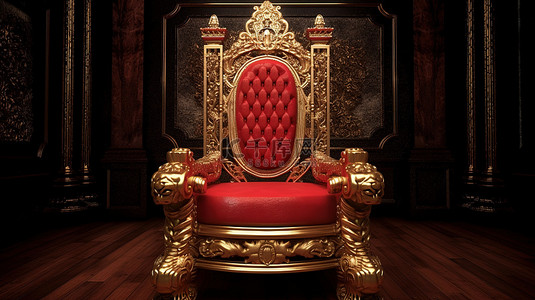 宝座背景背景图片_豪华贵宾概念红色皇家宝座与 3d 渲染中的金色框架