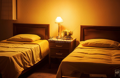 休息区温馨提示背景图片_两张双人床
