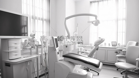 办公室健康背景图片_牙医办公室先进的牙科成像 3D 扫描仪和监视器