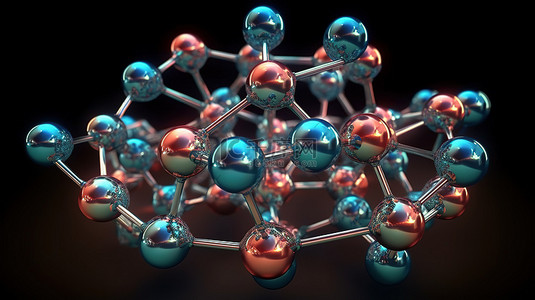 化学原子结构背景图片_为科学背景在 3d 渲染中弯曲分子或原子结构