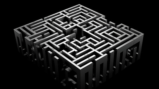 游戏闯关迷宫背景图片_黑色背景上描绘抽象迷宫的等距立方体概念