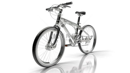 在白色背景下的 3d 渲染中的自行车
