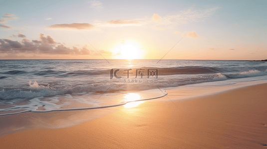 沙滩日落背景图片_海边太阳美丽的日落风景