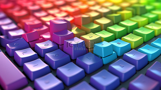 互联网符号背景图片_具有多彩多姿的立方体和段落符号的计算机键盘的 3D 渲染