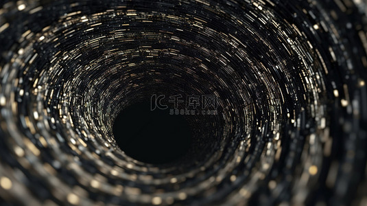 黑色金光背景背景图片_黑色背景上令人着迷的 3D 渲染粒子螺旋