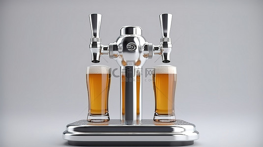 鎳背景图片_带分配器和酒吧手柄设备的生啤酒塔泵的真实 3D 插图