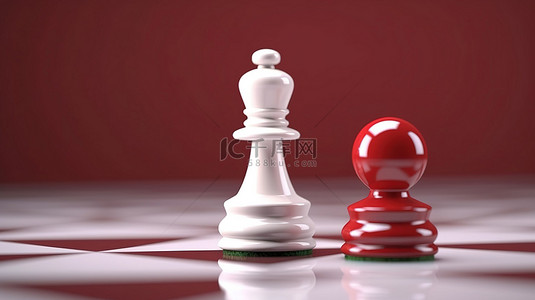 红棋王和白棋子在游戏中的 3D 渲染