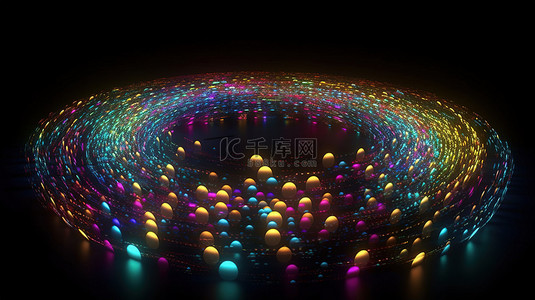 圆点圆圈背景图片_随机圆点在令人惊叹的 3D 渲染中发光