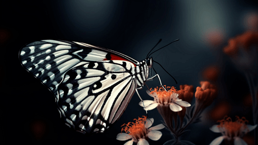 蝴蝶鲜花白色背景