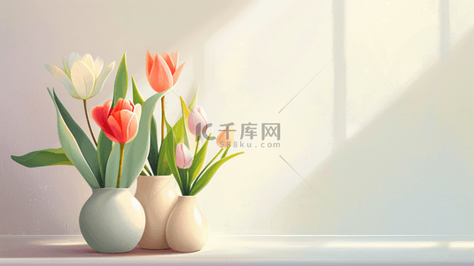 室内地面窗台上阳光照射下美丽花朵的背景9