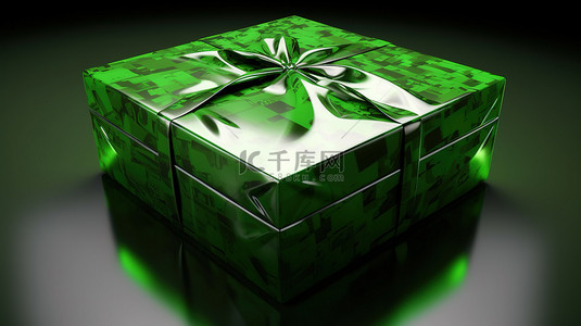 3d 渲染世界中的绿色礼品盒