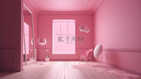 电脑椅背景图片_3d 中的空粉红色房间