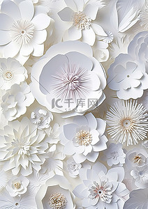白纸花背景图片_白色纸花布置在白色表面上