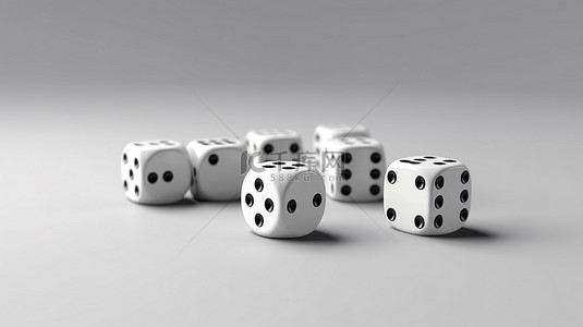 白色背景正方形背景图片_掷骰子是一个赌场赌博概念，其特征是白色背景 3D 渲染上不同位置的白色立方体