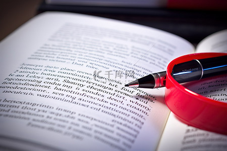 一本用红笔写着的大课本上写着“学习”