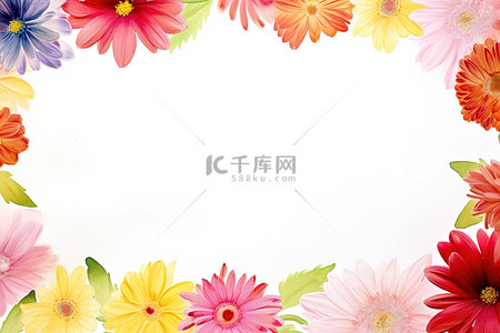 白色背景上的花框设计照片 6
