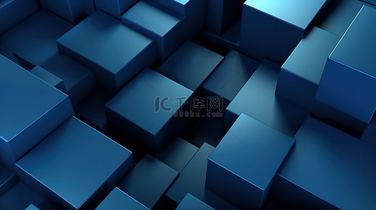 蓝色抽象海报背景背景图片_现代几何蓝色抽象背景的优雅 3D 插图