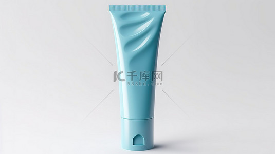 化妆品膏霜瓶背景图片_用于蓝色塑料化妆品凝胶或奶油管的白色背景隔离模型的 3D 渲染
