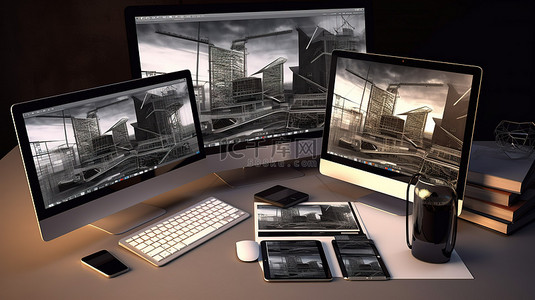 构建器网站显示在桌面上，并对所有具有自定义图形的设备进行 3D 渲染