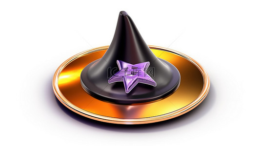 女巫帽子图标 3d 奖牌硬币