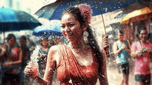 女孩传统服装背景图片_泼水节女孩写实背景