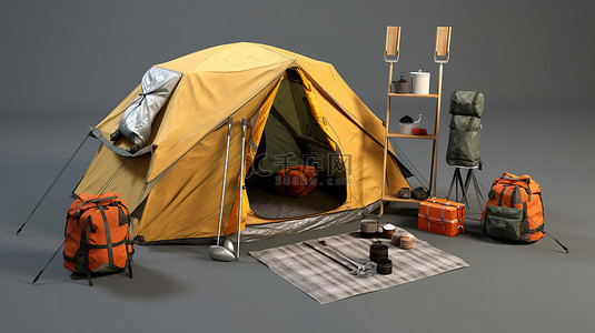 周末狂欢送背景图片_以 3D 形式可视化的全包式帐篷捆绑包