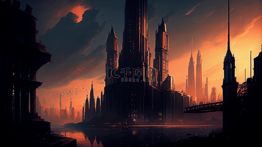 未来之城黄昏背景