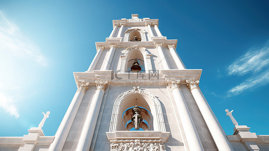 3d 插图中的天主教堂塔楼