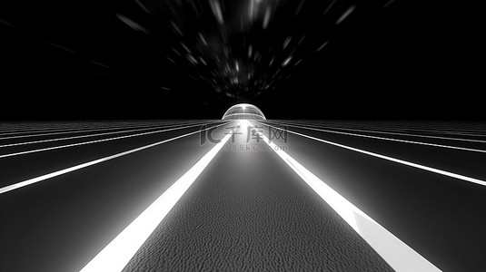 带照明聚光灯的白色动态快速高速公路的 3D 渲染