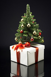 装饰小圣诞树背景图片_礼品盒里的小圣诞树