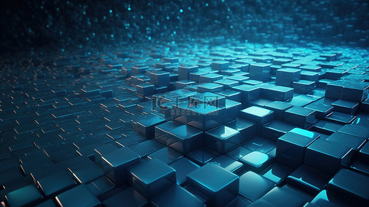 科技蓝色几何抽象技术和科学背景图片_3d 渲染技术中的抽象蓝色几何背景