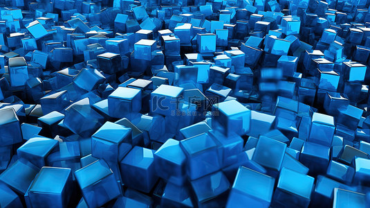 混乱的蓝色3d立方体背景图